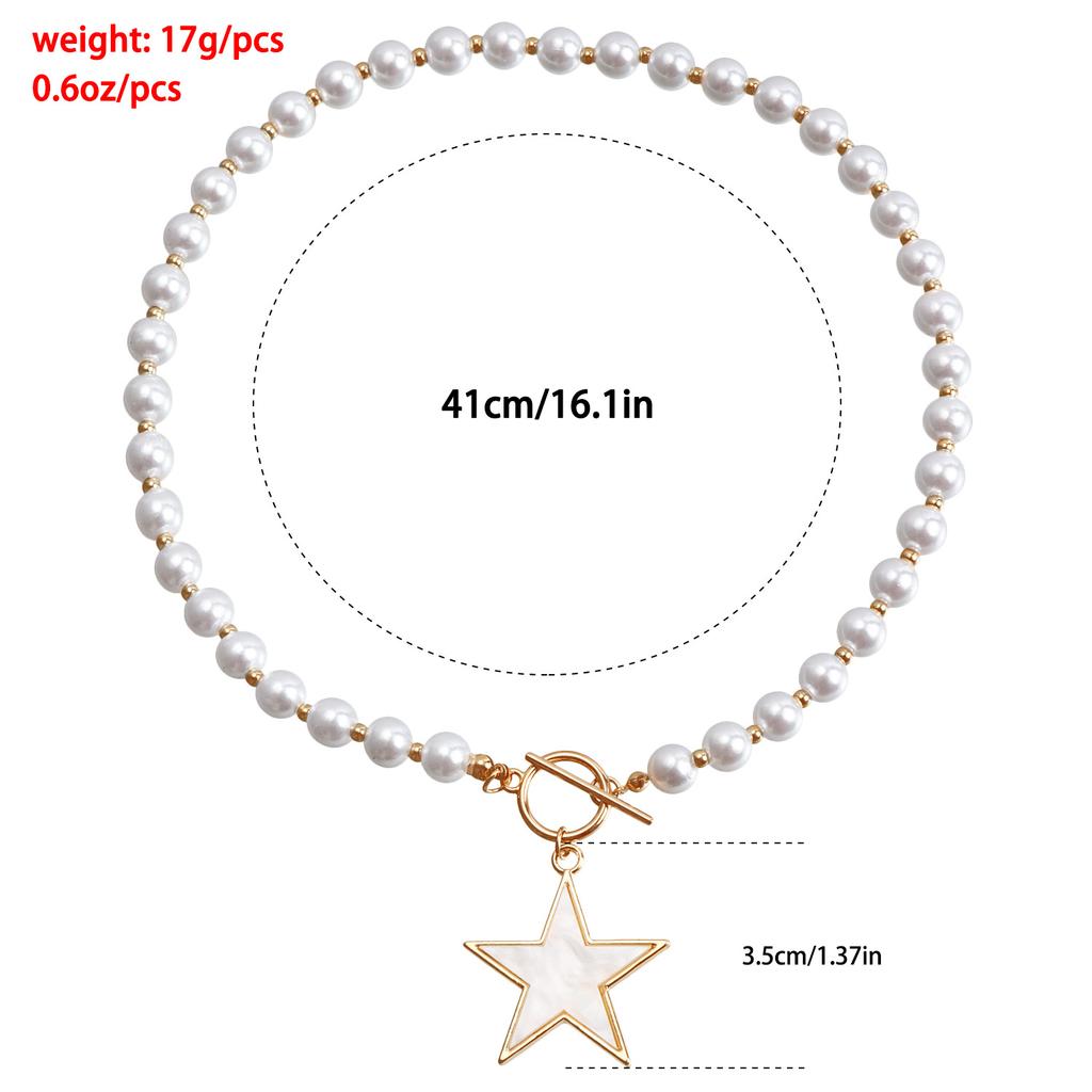 Grenzüberschreitendes Schlichtes Temperament Imitationsperle Ccb Runde Perle Mix and Match Perlenkette Fünfzackiger Stern Pulloverkette Accessoires Frauen