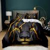Lion Bedding Conjunto de Capa de Edredom Animal Tamanho Queen King Padrão Leão Relâmpago Capa de Edredom de Poliéster 1/2 Fronhas