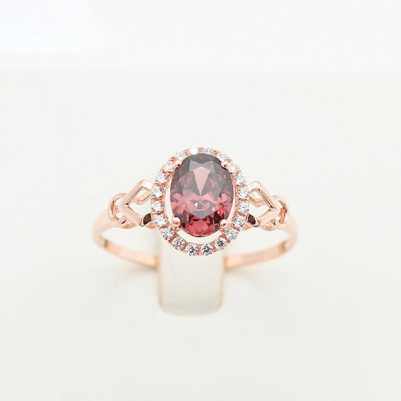 Фиолетовое Золотое Дымовое Кольцо Zir*****Val Позолоченное Розовым Золотом Легкая Роскошь Кофейное Кольцо с Поверхностью Яйца Ювелирные Изделия Adjustable opening