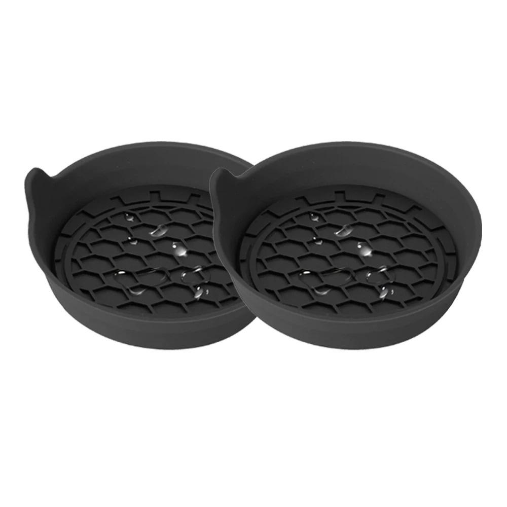 2PCS Silicone Car Coasters Non-Slip Water Cup Pad Car Cup Groove Anti-Scalding Mat Bottle Cup Holders Car Interior Accessories