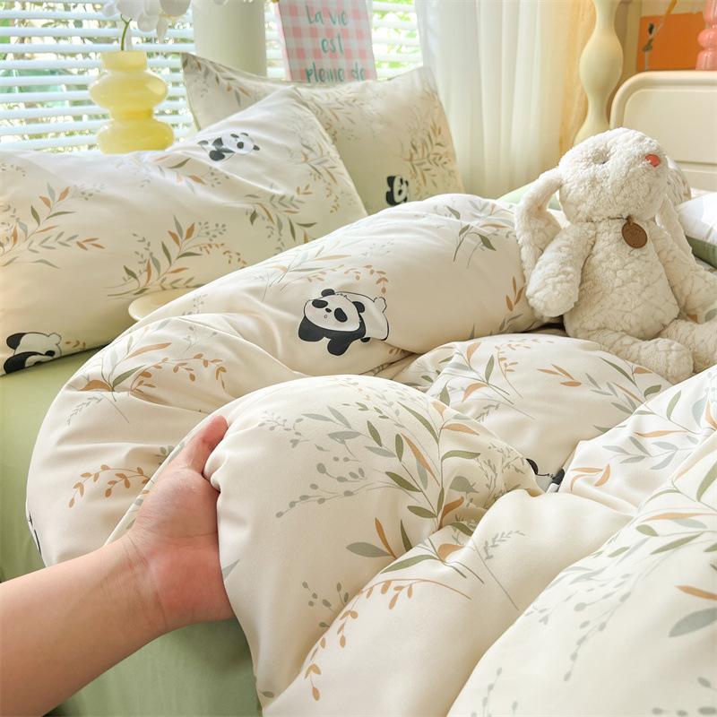 Class A Maternal And Infant Grade Washed Cotton Bed Four-Piece Set, Children'S Cartoon Bed Sheet Quilt Cover, Dormitory Single Quilt Cover 3Pcs Set