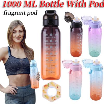 1000ml Air Flavored Water Bottle Scent Up Water Cup Sports Water Bottle For Outdoor Fitness Fashion Water Cup With Flavor Pods