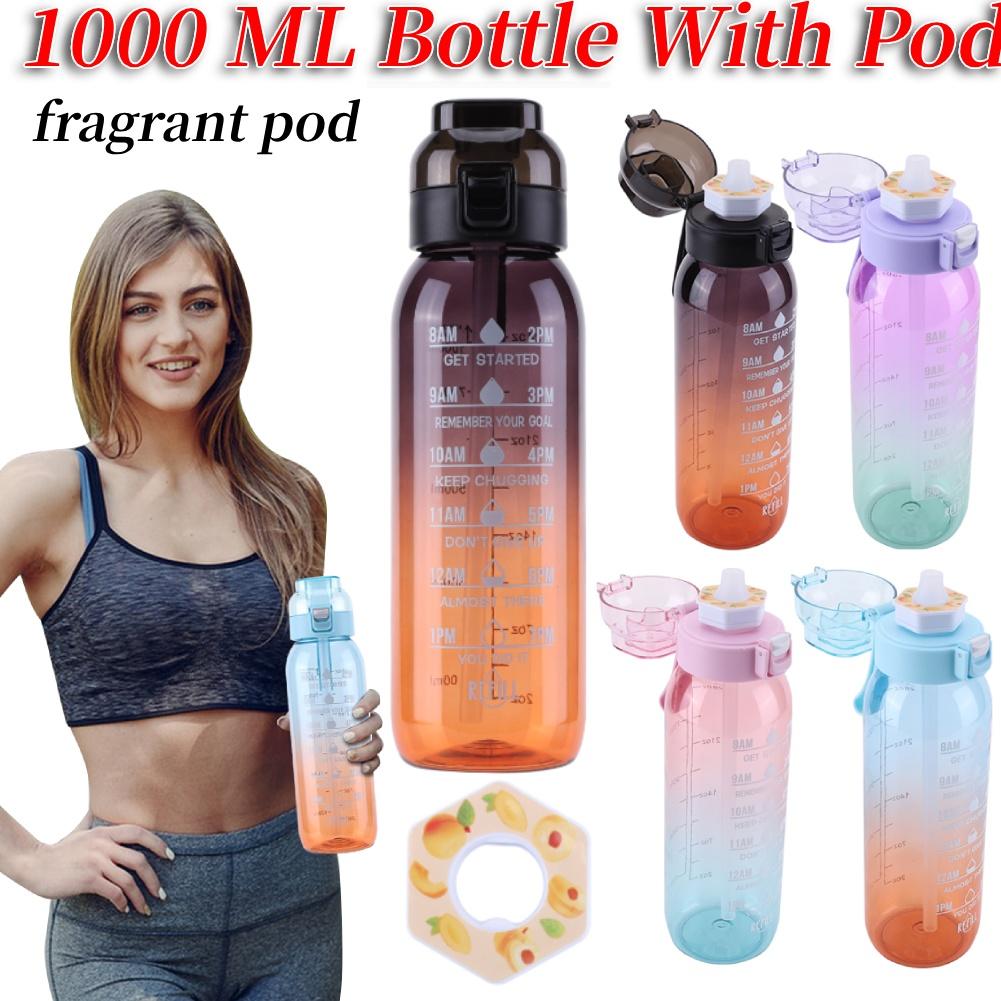 Sticlă de apă cu aromă de aer de 1000 ml, ceașcă de apă Scent Up, sticlă de apă sport pentru fitness în aer liber, ceașcă de apă la modă cu capsule de aromă