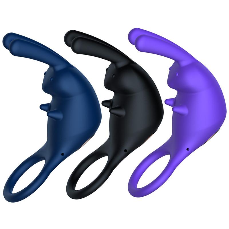 10 Speeds Clitoris Stimulation Massager Vibrator Sex Toy for Men Couple Delay Ejaculation Penis Ring Vibrating Cock Rings