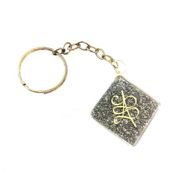 Jet Pyrite Money Keychain 3 cm | Natural Pyrite Wealth Attractor Key Ring