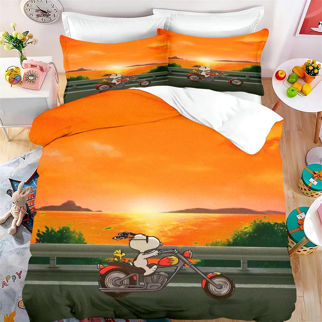 Cartoon Snoopy Bedding Sets Bed Cover Duvet Comforter Cover Pillow Case 2-3 Pieces Sets Boy Girl Home Bedroom Decoration