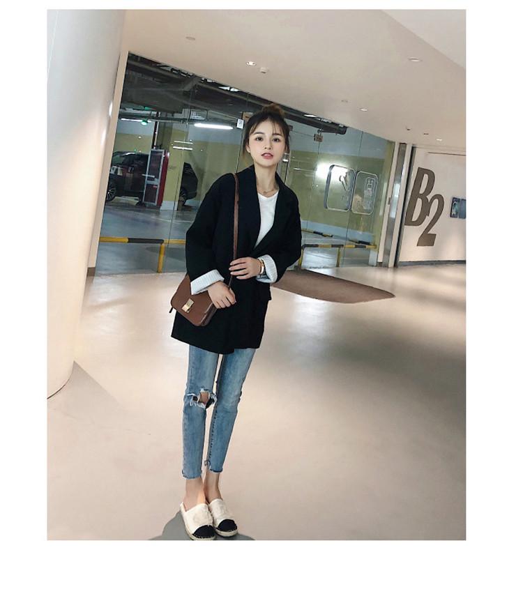 2022 Women's Black Korean Style Loose Casual Chic Suit Jacket - Spring/Autumn