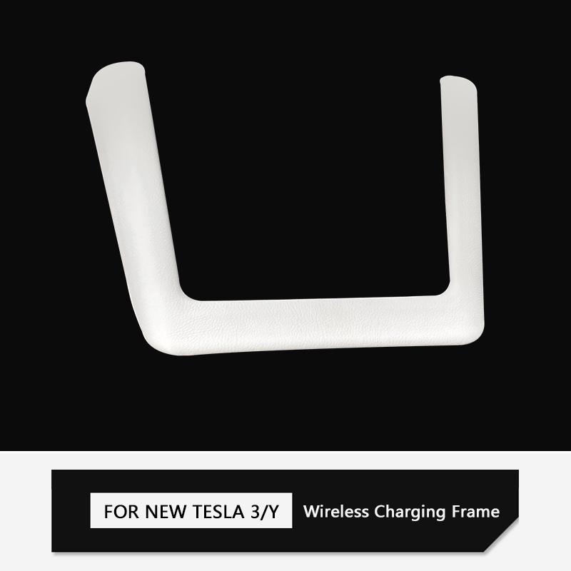 

for Tesla Model Y Launch Juniper 2025 Model 3 Highland 2024 White leather Center Console Wireless charging frame Cover for 24-26 model 3