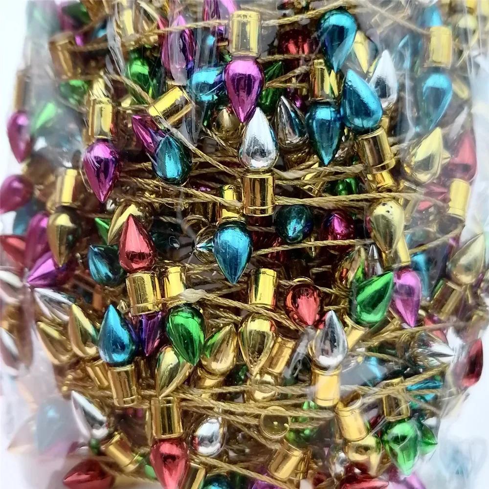 

Рождественские разноцветные бусины, гальванизированные, декоративные, пластиковые, рулон, упаковка 5 метров