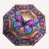 1pc Butterfly Mandala Art Folding Umbrella, Durable, Suitable for Outdoor Activities or Rain, Suitable for Commuting Yy251027064
