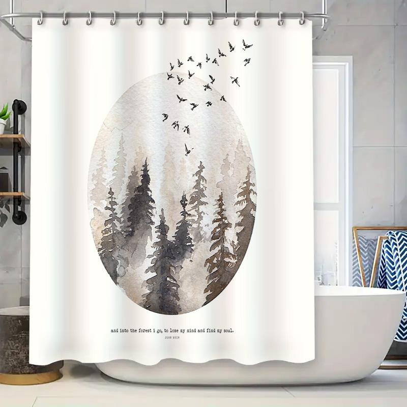 Forest Waterfall Shower Curtain Nature Landscape Backdrop Wood Mountain River Zen Decor Bathroom Wall Hanging Tapestry 90x180cm