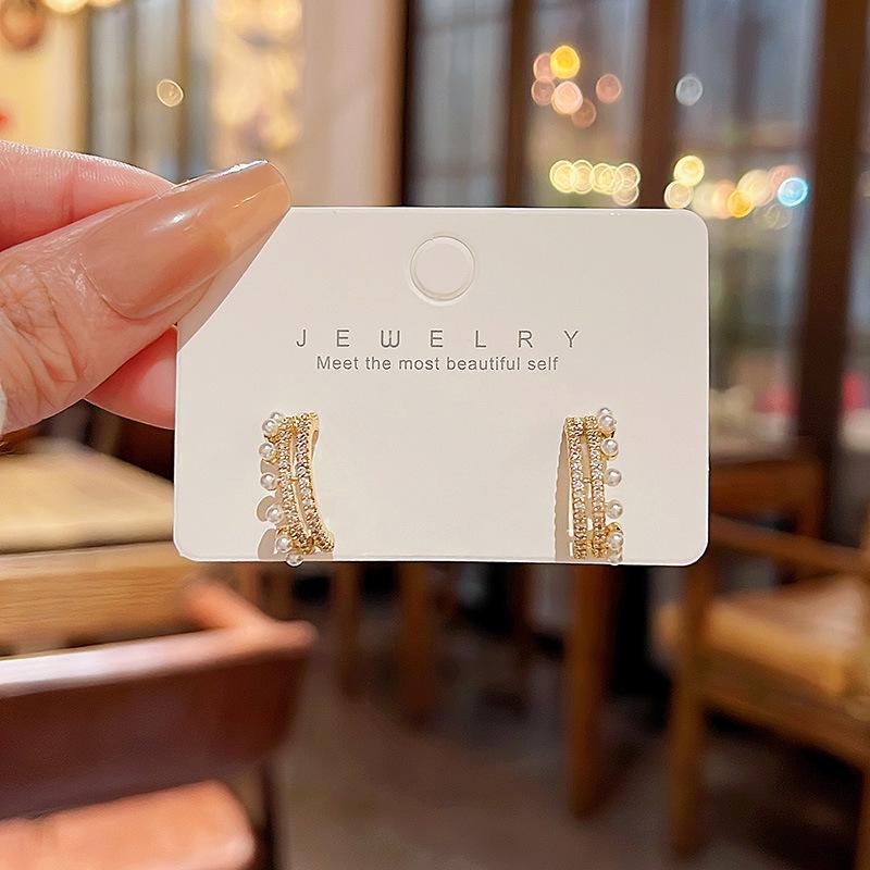 

Серьги из серебра 925 пробы с бриллиантами в форме буквы C и жемчугом — модный, роскошный стиль для женщин золотой