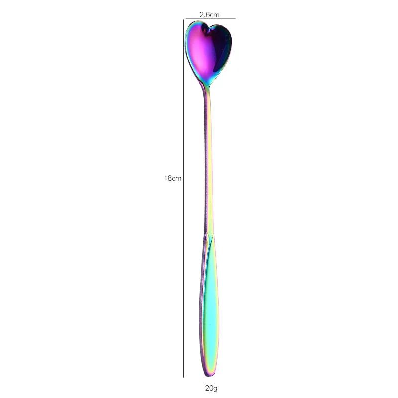1 Pack Rainbow Flower Ice Spoon Sugar Spoon Tea Coffee Spoon Stirring Kitchen Gadgets Stainless Steel Tabletop Tableware