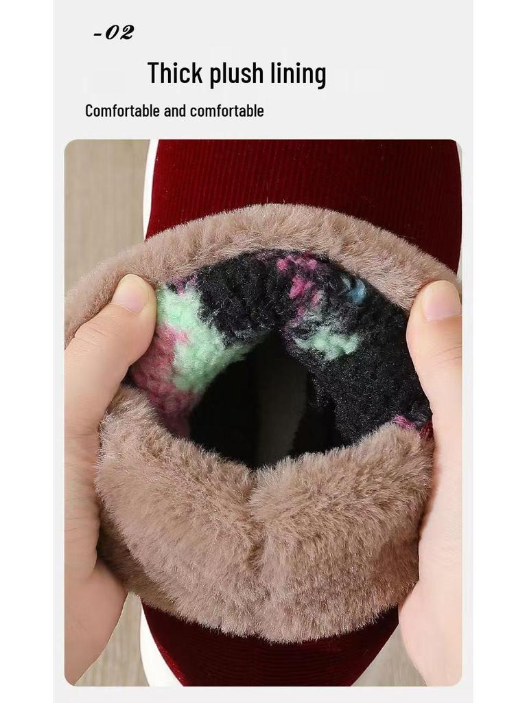 New High-Top Winter Warm Cotton Slippers with Anti-Slip Thick Soles for Men and Women