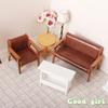 1/12 Dollhouse Miniature Furniture Leather Sofa Single/Double Chair Model Doll Home Living Room Decor Accessor Children Toy Gift