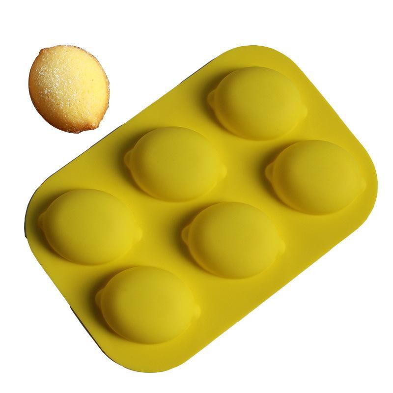 6 Holes Reusable Silicone Cake Mold Lemon Chestnut Shape Heat Resistant Baking Tool for Mousse Pudding Pastry DIY Gift