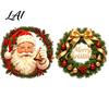 Reusable Window Ornament Christmas Wreath Stickers Retro Santa Claus PVC Decals Waterproof Decorative Creative Holiday Gifts Static Clings for Home