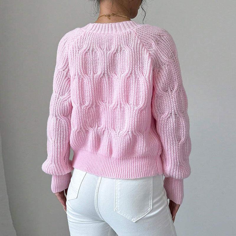 Women's Solid Color Bow Knit Cardigan - Autumn/Winter Sweater