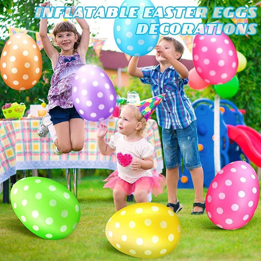 16 Inch Giant Egg Easter Inflatable Ball Outdoor Inflatable Easter Ornament Home Garden Easter Decoration 2025