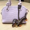 Pu Leather Stuffed Dachshund With Collar of Gold Heart Shape Pendent WIth Long Strap Puppy Pendent for Bag Charms Accessories