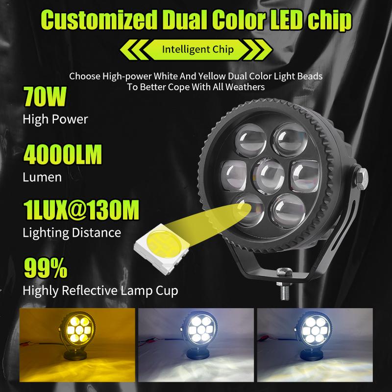 4D 70W LED Work Light Spotlight Fog Lights Driving Lamp For BMW R1200GS R1250GS F800 F850 F900 Motorcycle SUV ATV UTV Truck
