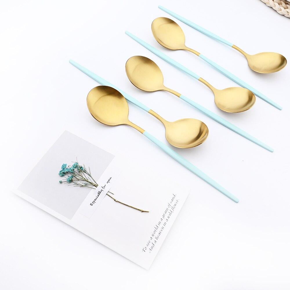 18pcs Colorful Cutlery Set Tableware Set Stainless Steel Dinner Knife Fork Spoon Matte Polishing Dinnerware Set