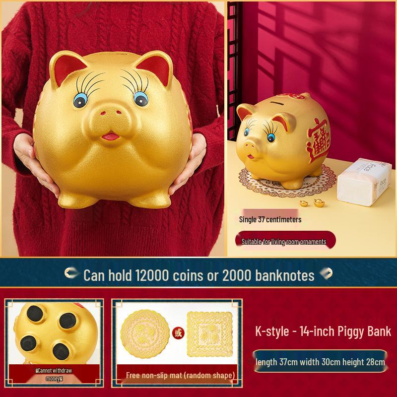 Large Capacity Golden Pig Piggy Bank 2025 Model for Kids