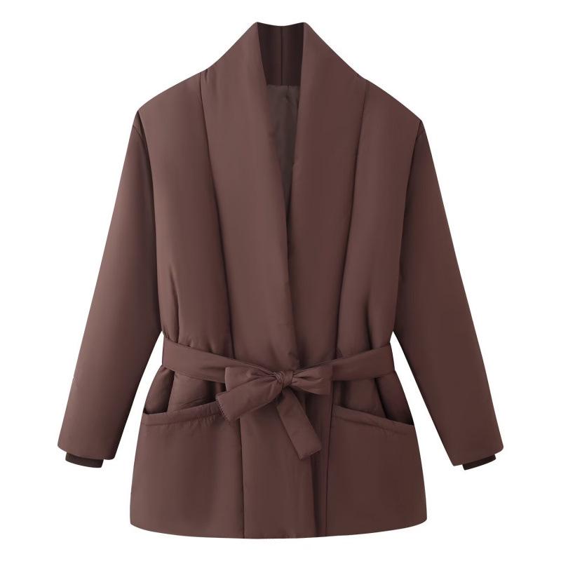 2025 Winter European Style Lace-up Loose Cotton Jacket M