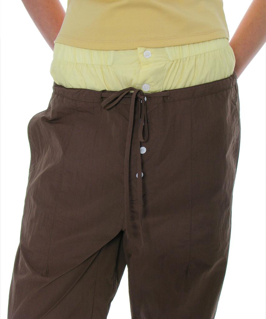 PARTIMENTO WOMEN Double Waist Parachute Pants_Brown
