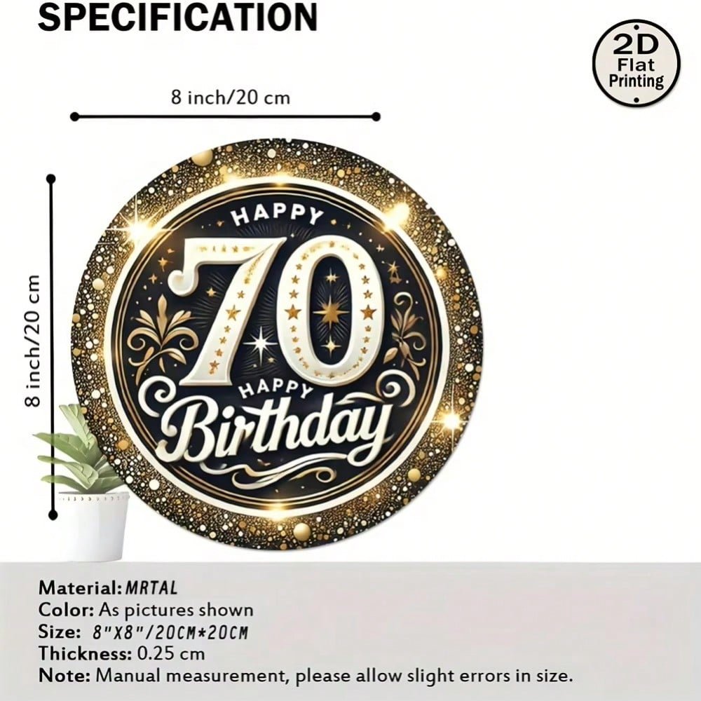 

Vintage 70th Birthday Round Metal Wall Sign Golden Black Decor Iron Art TYA23886-20X20CM разноцветный