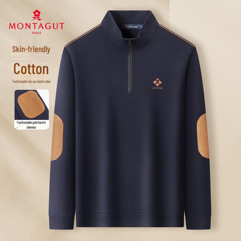 

MONTAGUT Men s Long-Sleeve Sporty Patchwork Sweatshirt 2XL