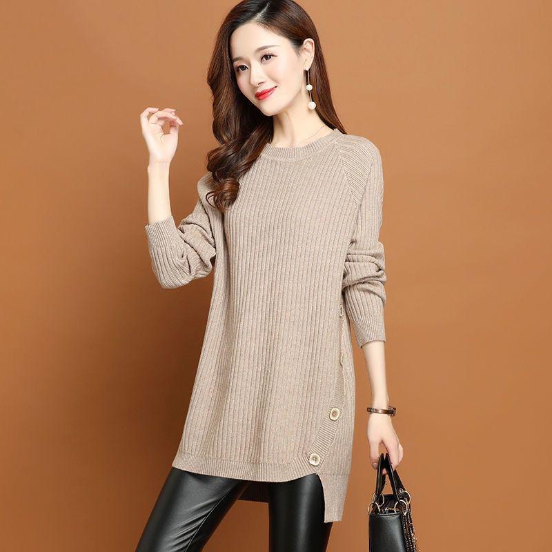 Trendy Slim-Fit Knitted Sweaters for Plus-Size Women - Medium To Long Length, Perfect for Autumn and Winter.