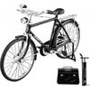 Vintage 1:10 Scale Alloy Bicycle Model – Retro Miniature Bike with Movable Parts, Inflator, Briefcase – Collectible Home Decor & Gift for Kids &
