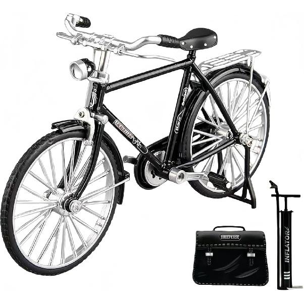 Vintage 1:10 Scale Alloy Bicycle Model – Retro Miniature Bike with Movable Parts, Inflator, Briefcase – Collectible Home Decor & Gift for Kids &