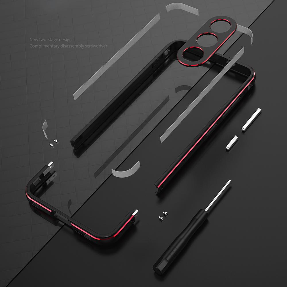 For Samsung Galaxy S24+ Bumper Case Metal Frame No Back Design Phone Shell with Camera Lens Cover