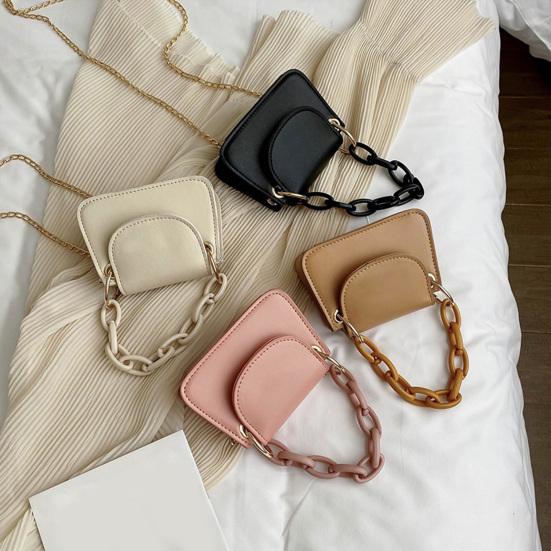 Women Crossbody Bag Small Handbag with Removable Metal Chain Shoulder Strap Crossbody Purse for Phone Lipstick Cards