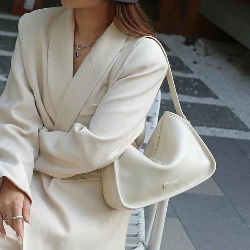 

Женская сумка большой вместимости, Женская весенне-летняя сумка через плечо, Сумка-багет из мягкой кожи высокого класса, Сумка подмышку на одно плечо белый