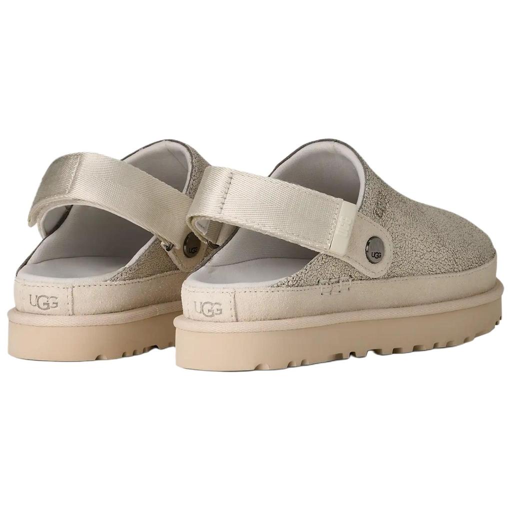 UGG Goldenstar Crackle Clog Leather Low Top Casual Shoes Women's Ecru 1177853-CRCK