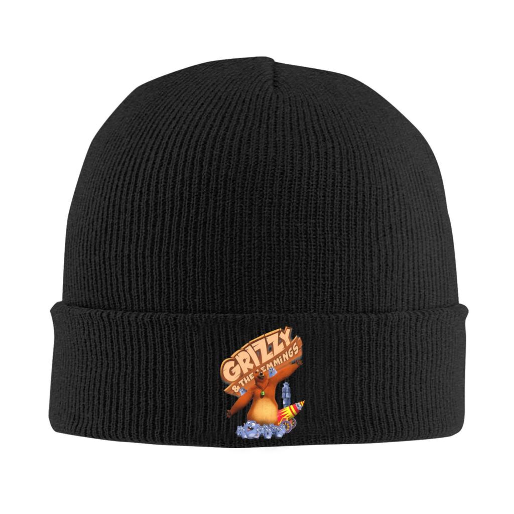 Grizzly and Lemmings Hat Autumn Winter Beanies Warm Animation Cap Unisex Women Acrylic Knitted Hat