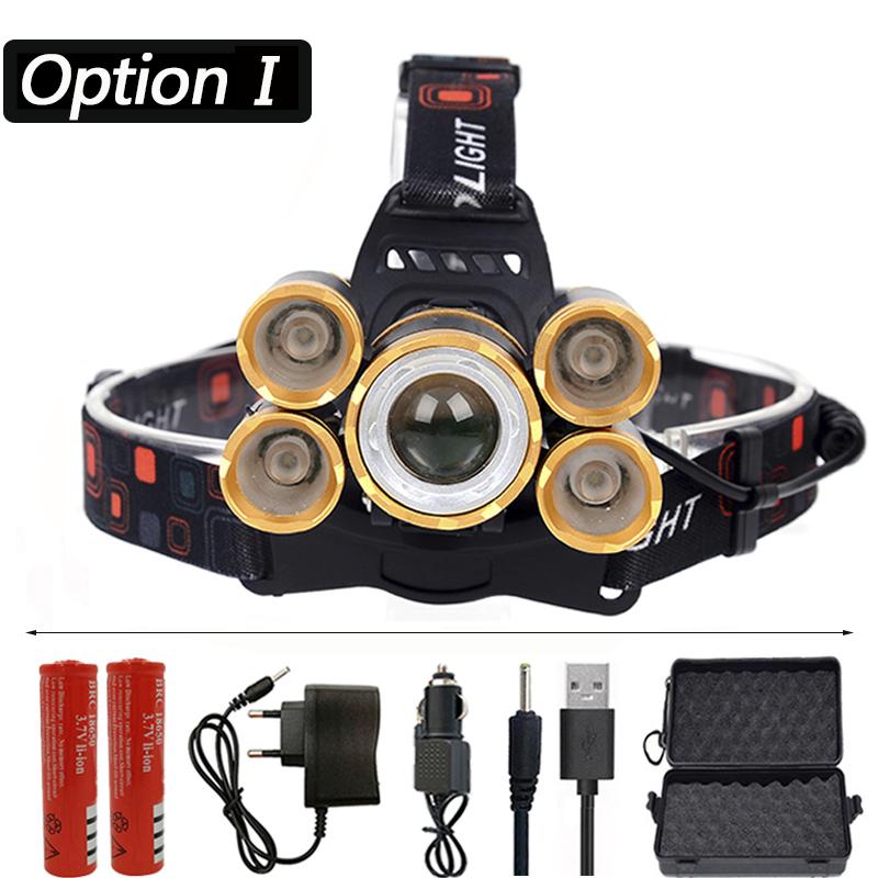 Kafa Işık Lambası Güç El Feneri Torch Far Far Sensörü Led Ampuller 2x 18650 Pil 30 w 4 Mod Lityum pil