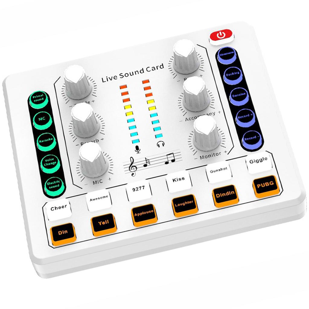 Sound Mixer Live Sound Card Voice Changer Podcast Equipment for Phone Gaming Karaoke Live Streaming/Podcasting/Gaming