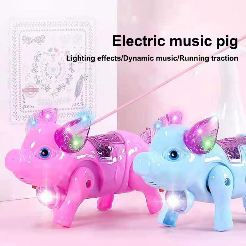 New Pink Color Electric Walking Pig Toy With Light Musical Kids Funny Electronics Toy Children Birthday Gift Toys