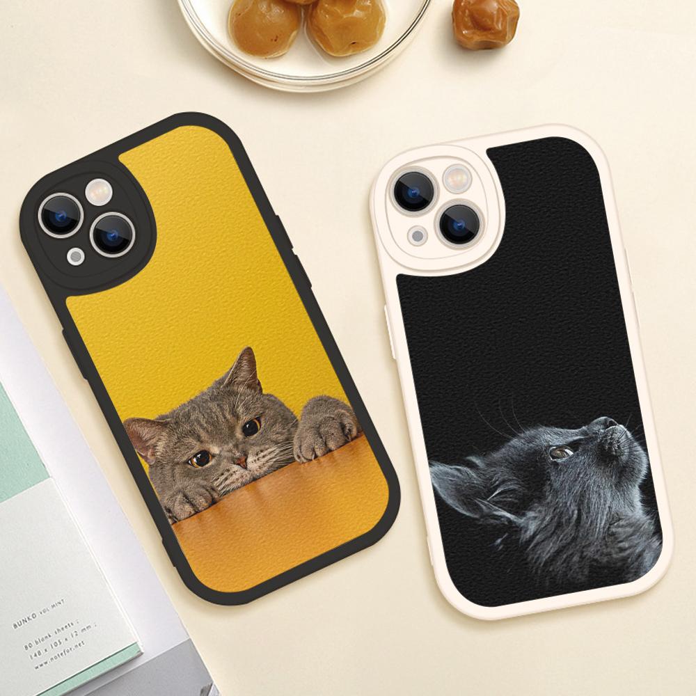 For Iphone 14 Funny Cartoon Cat Phone Case for Iphone 14 13 11 12 Pro MAX 13 12 MiNi 7 8 14 Plus SE2020 X XS XR Lambskin Covers