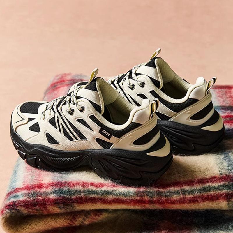 New Anta Life Collection Anti Slip And Wear Resistant Breathable Low Top Casual Shoes Women's White Black 122448808-3