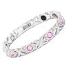 Bracciale Magnetico Europeo e Americano Transfrontaliero con Inlay di Foglie e Diamanti, Rame Rosso Antico, Spazzolato, Regolabile.