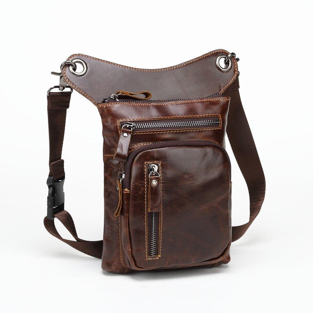 

Meigardass Leg Waist Genuine Hip Abrasion Resistant Bag, Men s Pouch, Leather, Multifunctional, Motorcycle, Thigh, Bag, Outdoor, Waterproof, (Brown
