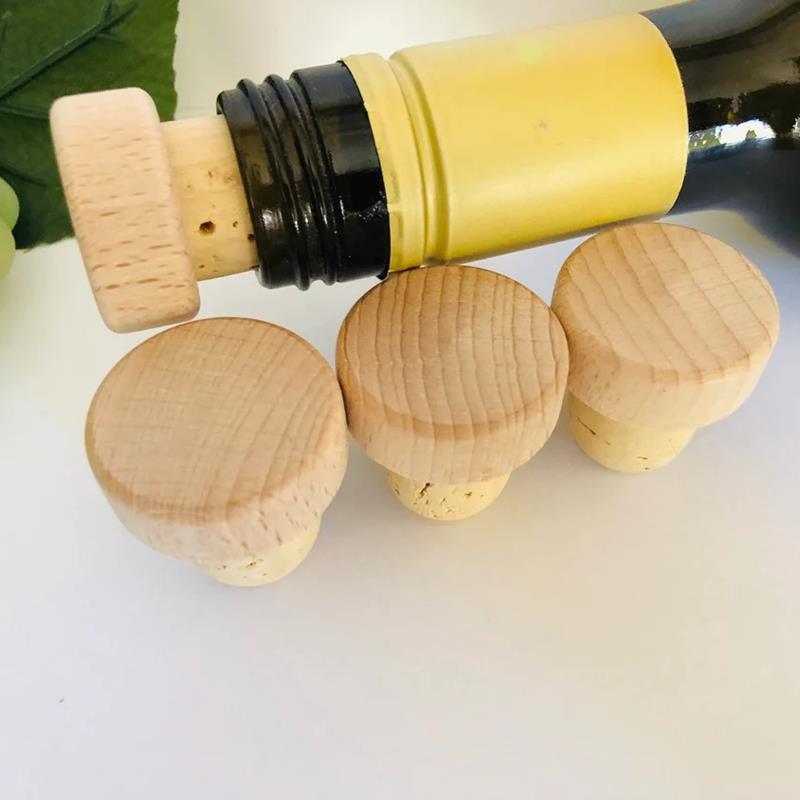 10pcs Natural Wood with Cork Wine Bottle Stopper for DIY Crafting Unfinished Cork Bottle Tops Bulk Cork Stoppers For Guest Gifts 7