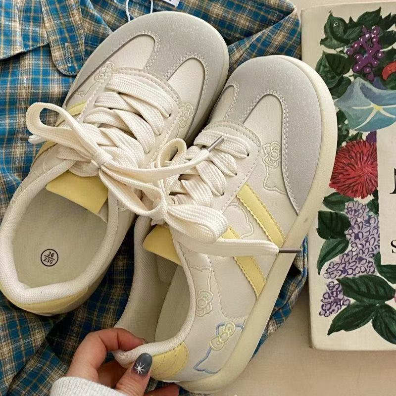 

itty cat retro female niche design versatile casual lightweight sports mango headboard shoes 40 жёлтый