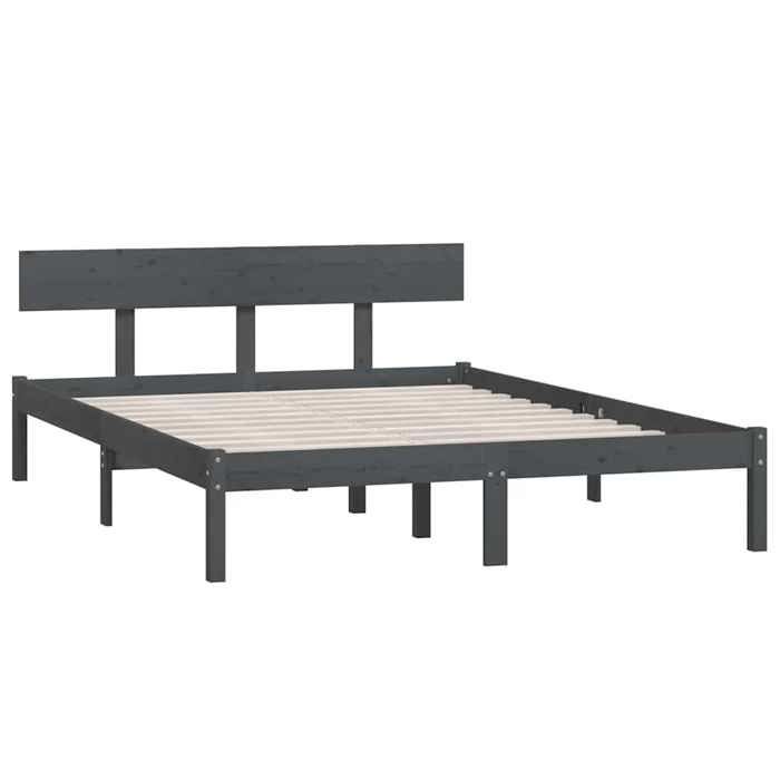 Maison Exclusive - Cadre de lit sans matelas bois massif gris 200x200 cm