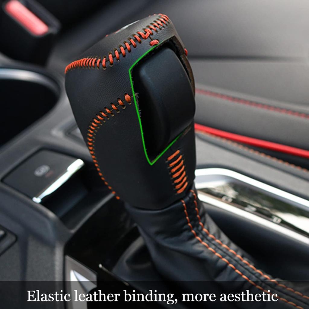 Genuine Leather Car Shift Knobs Cover for Subaru Crosstrek XV Forester 2018-2023/Impreza 2017-2023 Interior Accessories Protective Cover(Black